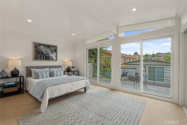 1529 Steinhart Ave, Redondo Beach, CA 90278 - bedroom with access to exterior, wood finished floors, and recessed lighting