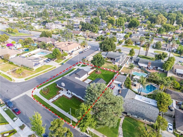 830 Huerta Verde Rd, Glendora, CA 91741 - aerial view of residential area featuring a pool and property boundaries highlighted
