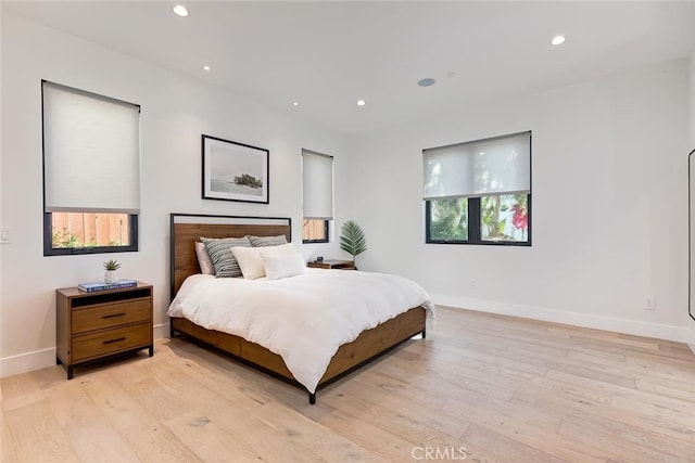 622 1st Pl, Hermosa Beach, CA 90254 - bedroom with light wood-type flooring, baseboards, and recessed lighting