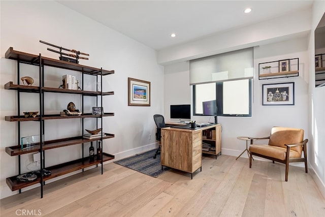 622 1st Pl, Hermosa Beach, CA 90254 - office with light wood-style flooring, baseboards, and recessed lighting
