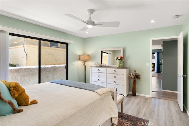 1425 E 2nd St Unit 101, Long Beach, CA 90802 - bedroom featuring wood finished floors, a ceiling fan, and recessed lighting