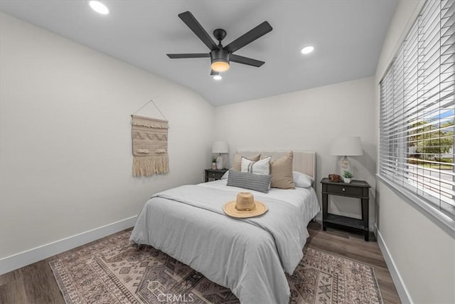 20512 Wayne Ave, Torrance, CA 90503 - bedroom featuring baseboards, wood finished floors, recessed lighting, and ceiling fan