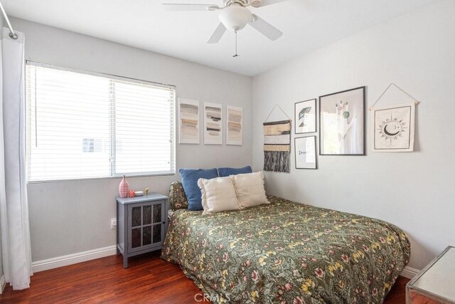 43500 Corte Barbaste, Temecula, CA 92592 - bedroom with wood finished floors, baseboards, and ceiling fan