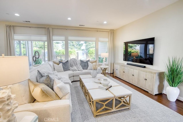 1801 Louise Ln, Nipomo, CA 93444 - living room with dark wood-style flooring, recessed lighting, and healthy amount of natural light