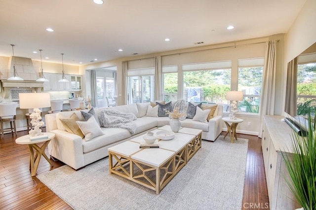 1801 Louise Ln, Nipomo, CA 93444 - living area with healthy amount of natural light, recessed lighting, and hardwood / wood-style flooring