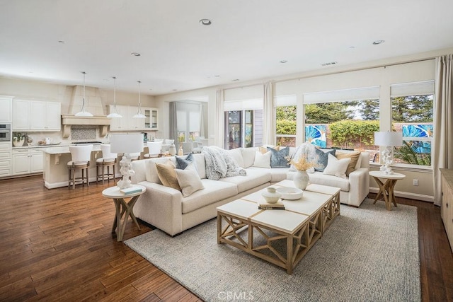 1801 Louise Ln, Nipomo, CA 93444 - living area with dark wood finished floors and recessed lighting