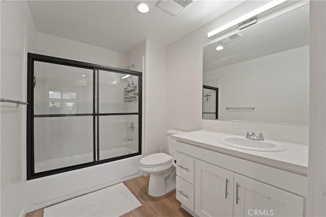 419 N Chandler Ave Unit 305, Monterey Park, CA 91754 - full bath with wood finished floors, vanity, enclosed tub / shower combo, and recessed lighting