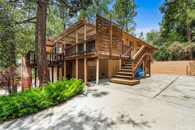26823 Crestview Dr, Idyllwild, CA 92549 - rear view of house with a deck and stairs