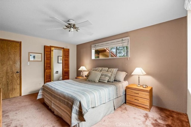 26823 Crestview Dr, Idyllwild, CA 92549 - bedroom with light carpet and a ceiling fan