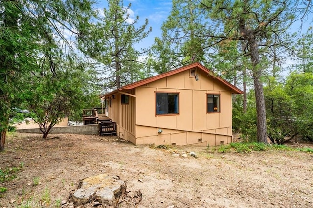 26823 Crestview Dr, Idyllwild, CA 92549 - view of property exterior featuring crawl space and a wooden deck