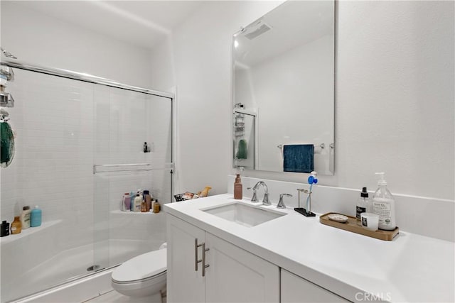 28341 Heather Green Way, Menifee, CA 92584 - bathroom featuring toilet, a stall shower, and vanity