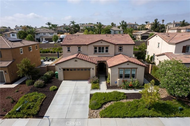 28341 Heather Green Way, Menifee, CA 92584 - mediterranean / spanish home featuring a residential view, stucco siding, driveway, and a tiled roof