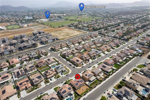 28341 Heather Green Way, Menifee, CA 92584 - aerial view of property's location with a mountainous background and nearby suburban area