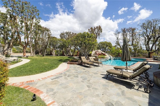 25611 Rangewood Rd, Laguna Hills, CA 92653 - swimming pool featuring a water slide and a patio