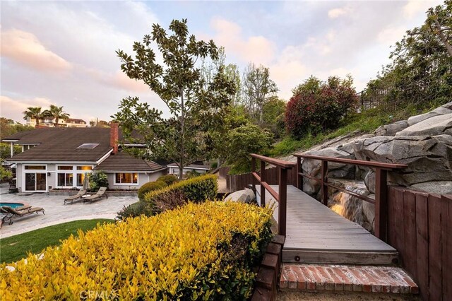 25611 Rangewood Rd, Laguna Hills, CA 92653 - deck at dusk featuring a patio