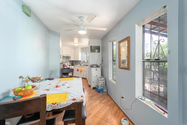 4643 Cherokee Ave, San Diego, CA 92116 - dining room with light wood-type flooring and ceiling fan