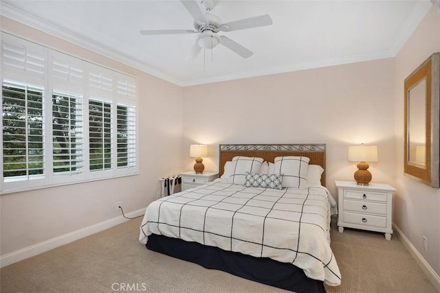 30902 Clubhouse Dr Unit 28C, Laguna Niguel, CA 92677 - bedroom featuring carpet, baseboards, ornamental molding, and ceiling fan