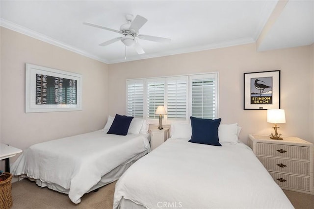 30902 Clubhouse Dr Unit 28C, Laguna Niguel, CA 92677 - bedroom featuring ornamental molding, carpet flooring, and ceiling fan