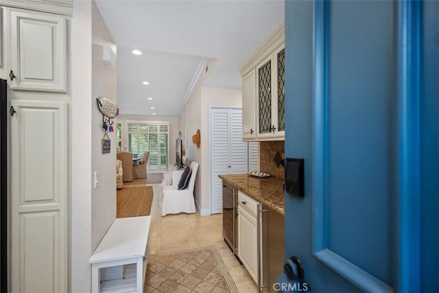 30902 Clubhouse Dr Unit 28C, Laguna Niguel, CA 92677 - kitchen with recessed lighting, light tile patterned flooring, and cream cabinets