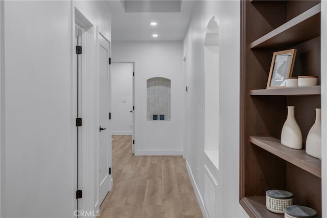 3649 Mount Vernon Dr, View Park, CA 90008 - hallway with light wood-style floors and recessed lighting
