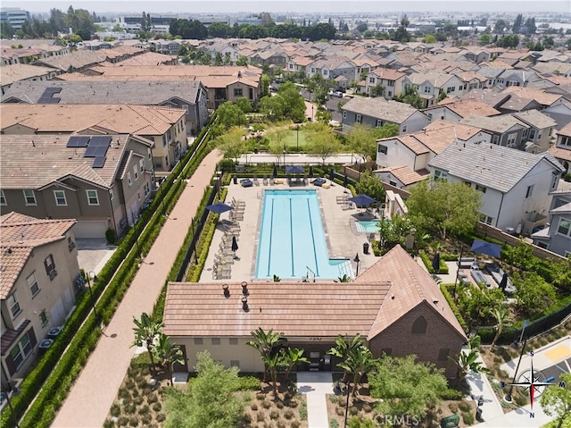 12392 Sandy Ct, Whittier, CA 90602 - aerial perspective of suburban area with a pool area