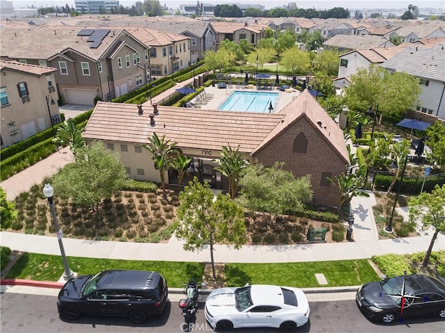 12392 Sandy Ct, Whittier, CA 90602 - aerial perspective of suburban area with a pool
