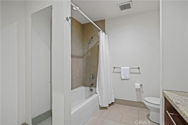 1111 S Grand Ave Unit 702, Los Angeles, CA 90015 - bathroom with toilet, vanity, tile patterned flooring, and shower / bath combo