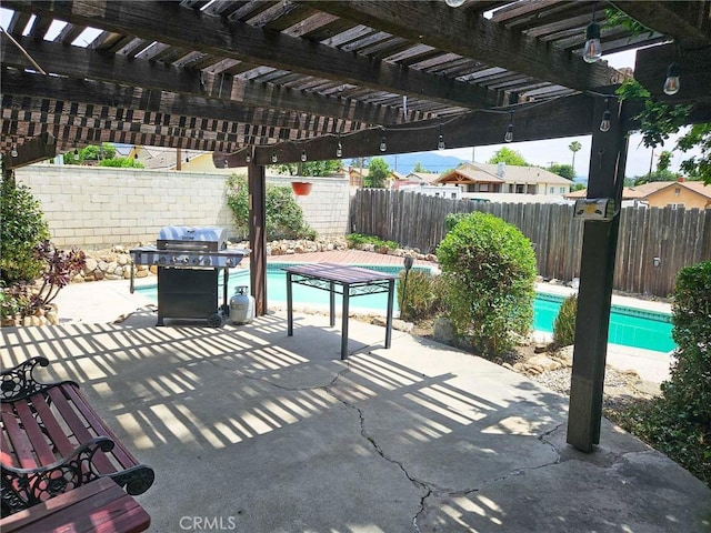 7121 Lion St, Rancho Cucamonga, CA 91701 - fenced backyard with a pergola, a grill, and a patio