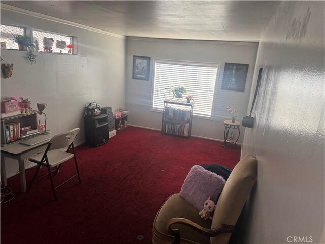 13538 Lukay St, Whittier, CA 90605 - carpeted living area with baseboards and ornamental molding