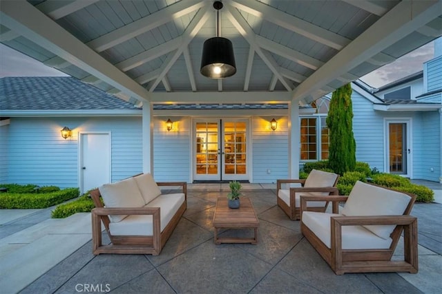 233 Elaine Way, Pismo Beach, CA 93449 - view of patio / terrace with an outdoor hangout area, french doors, and a gazebo