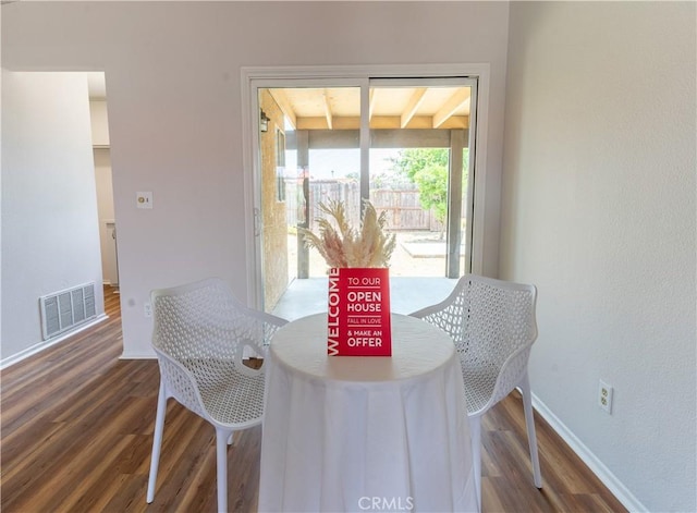 25717 Leah Ln, Menifee, CA 92586 - dining area featuring wood finished floors and baseboards