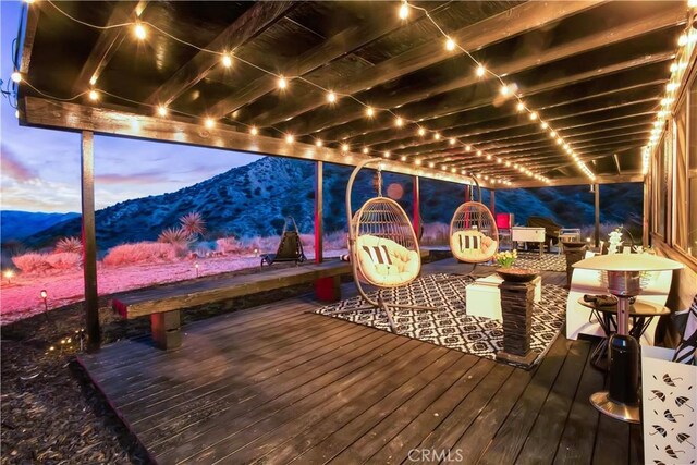 49490 Big Morongo Canyon Rd, Morongo Valley, CA 92256 - deck at dusk with a mountain view