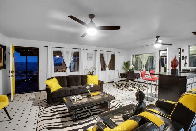49490 Big Morongo Canyon Rd, Morongo Valley, CA 92256 - living area featuring ceiling fan