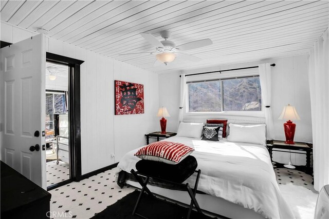 49490 Big Morongo Canyon Rd, Morongo Valley, CA 92256 - bedroom featuring wood ceiling and a ceiling fan