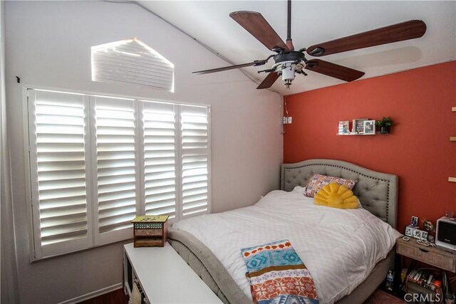 7223 Yarnell Rd, Highland, CA 92346 - bedroom with lofted ceiling and ceiling fan