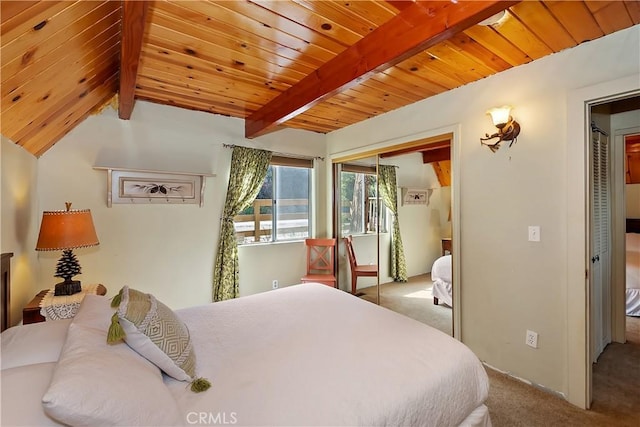 1192 Evergreen Ln, Lake Arrowhead, CA 92352 - carpeted bedroom with a closet and wooden ceiling