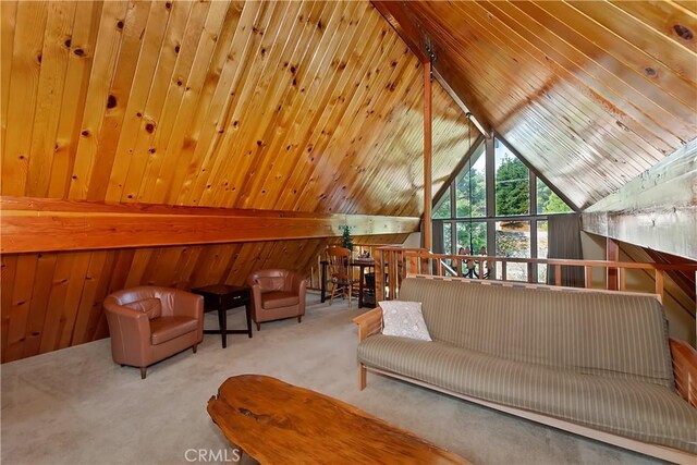 1192 Evergreen Ln, Lake Arrowhead, CA 92352 - living area with carpet floors and wooden walls