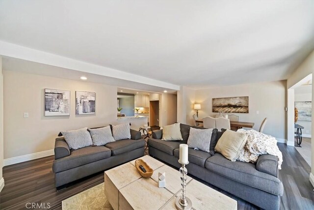 3021 E Hartford Rd, Orange, CA 92869 - living area with dark wood finished floors and recessed lighting