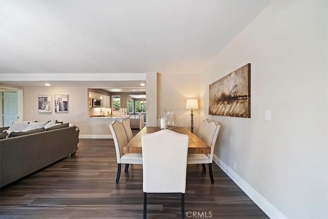 3021 E Hartford Rd, Orange, CA 92869 - dining space with dark wood finished floors and recessed lighting