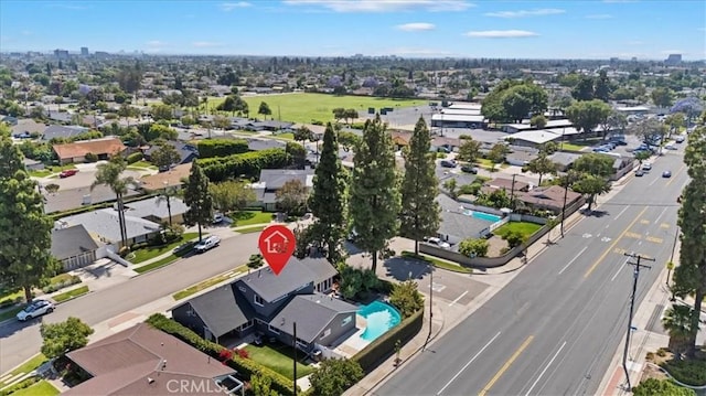 3021 E Hartford Rd, Orange, CA 92869 - aerial perspective of suburban area featuring a pool area