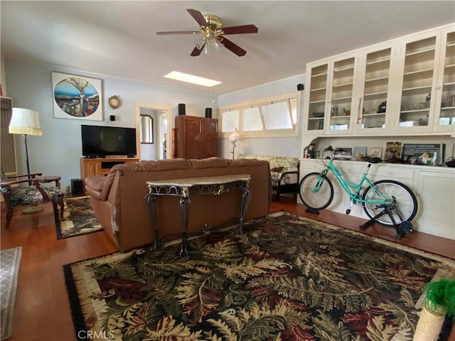 201 Old Creek Rd, Cayucos, CA 93430 - living room featuring a ceiling fan and wood finished floors