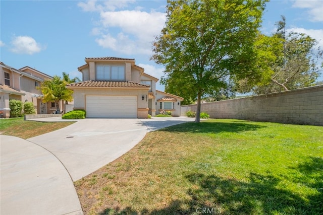 2052 Chenault Pl, Simi Valley, CA 93065 - mediterranean / spanish home with a tile roof, driveway, stucco siding, and an attached garage