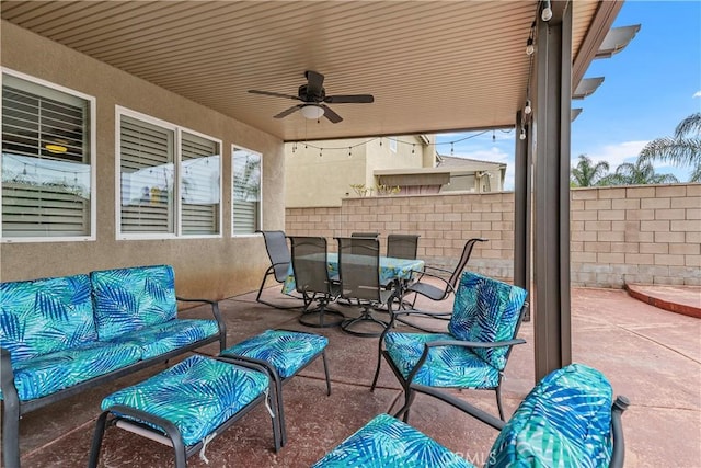 25079 Loring Rd, Wildomar, CA 92595 - view of patio featuring outdoor dining space and a ceiling fan