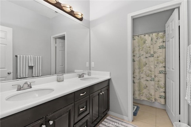 25079 Loring Rd, Wildomar, CA 92595 - full bathroom with double vanity, tile patterned floors, and baseboards