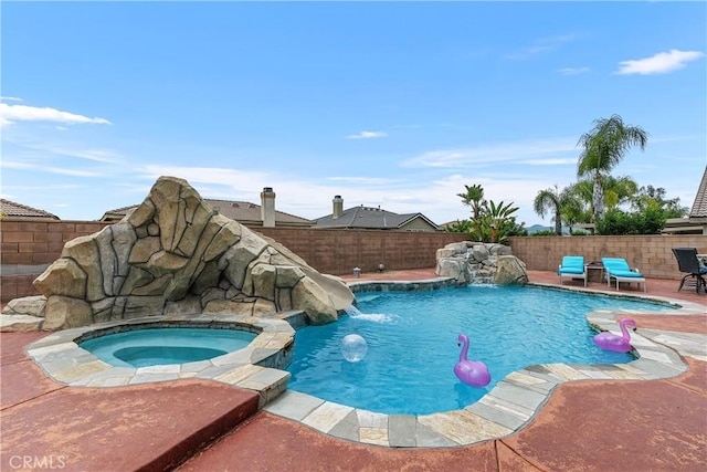 25079 Loring Rd, Wildomar, CA 92595 - view of swimming pool featuring a fenced backyard, a patio, and a pool with connected hot tub