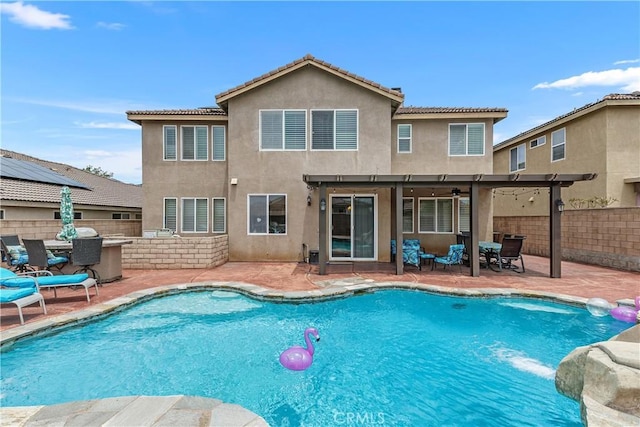25079 Loring Rd, Wildomar, CA 92595 - rear view of property with stucco siding, a fenced backyard, and a patio area