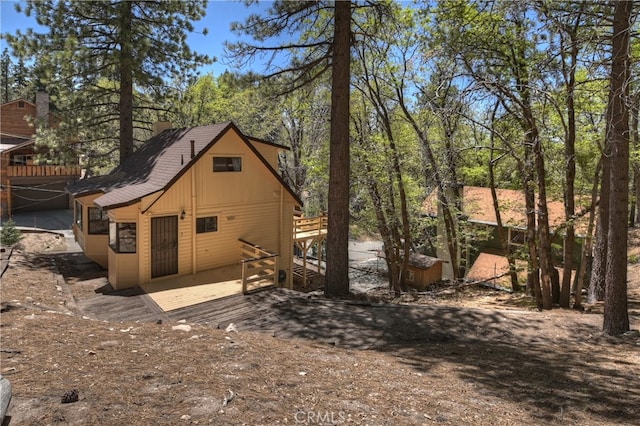 33294 Wild Rose Dr, Green Valley Lake, CA 92341 - rear view of house featuring a wooden deck