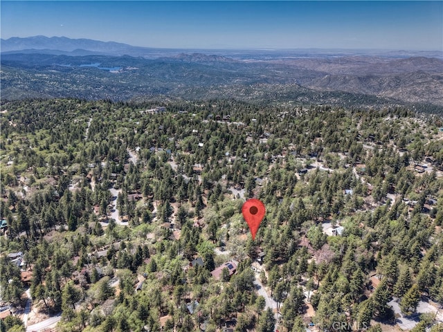 33294 Wild Rose Dr, Green Valley Lake, CA 92341 - aerial view of property's location featuring a mountain backdrop and a heavily wooded area