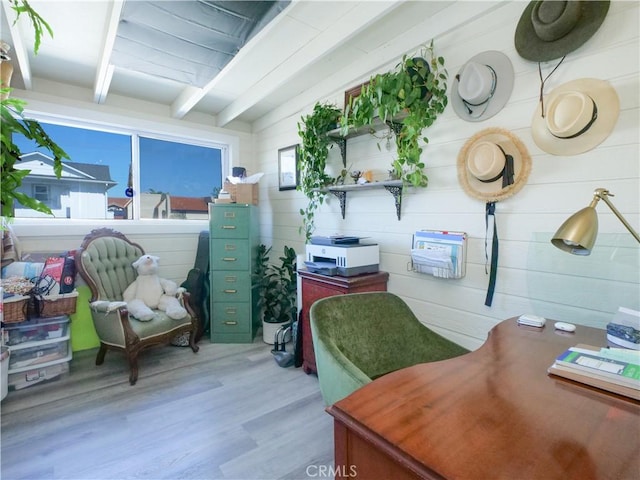 2018 Bataan Rd Unit A, Redondo Beach, CA 90278 - home office featuring beam ceiling and light wood-type flooring