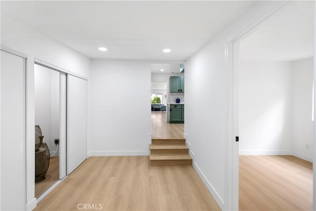 2218 S Meridian Ave, Alhambra, CA 91803 - hallway with light wood-style floors, recessed lighting, and baseboards